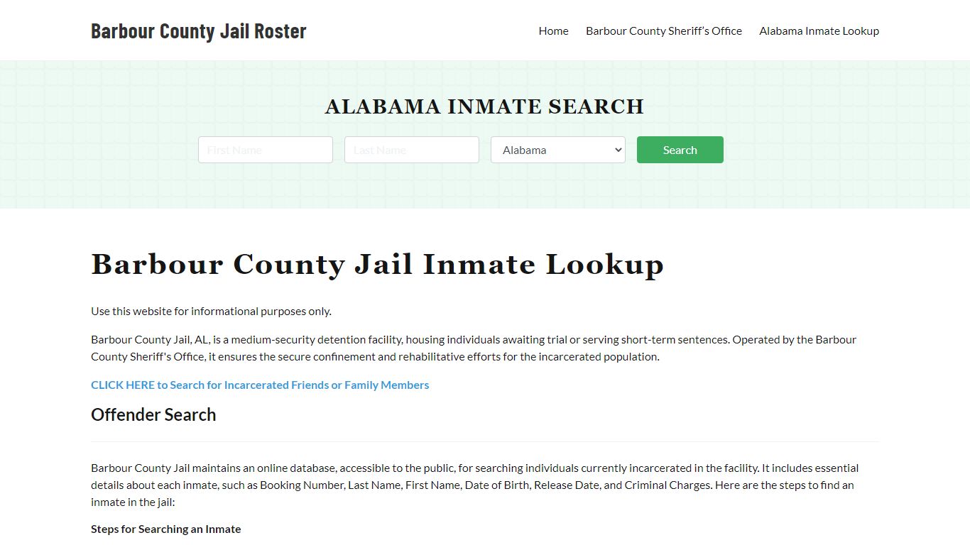 Barbour County Jail Roster Lookup, AL, Inmate Search