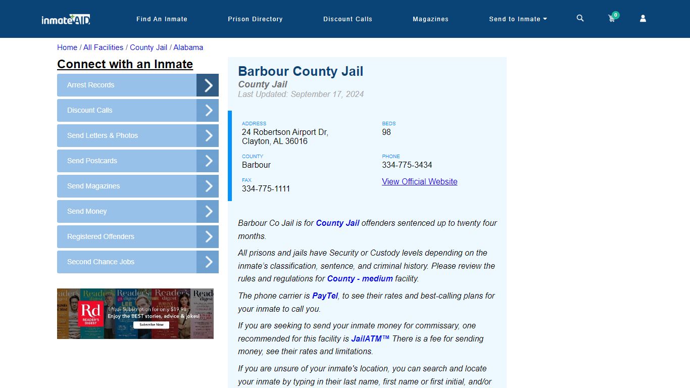 Barbour County Jail - Inmate Locator